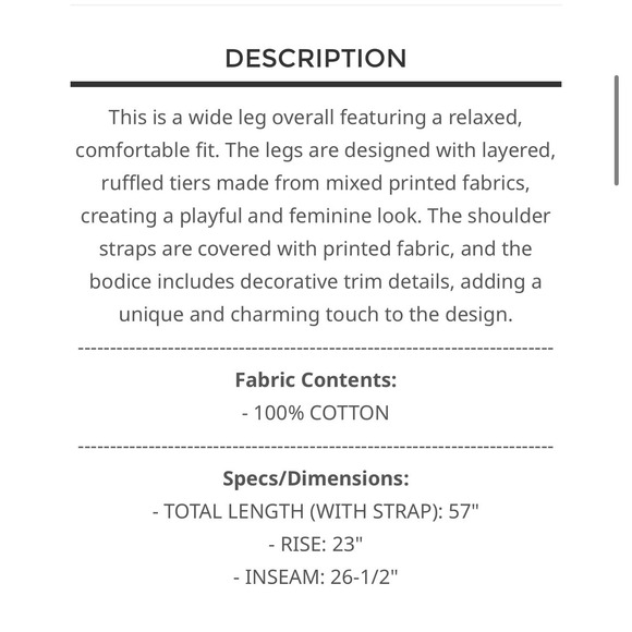 POL Boho Floral Patchwork Wide Leg Overalls Waffle Knit Jumpsuit Cream M - Picture 3 of 6